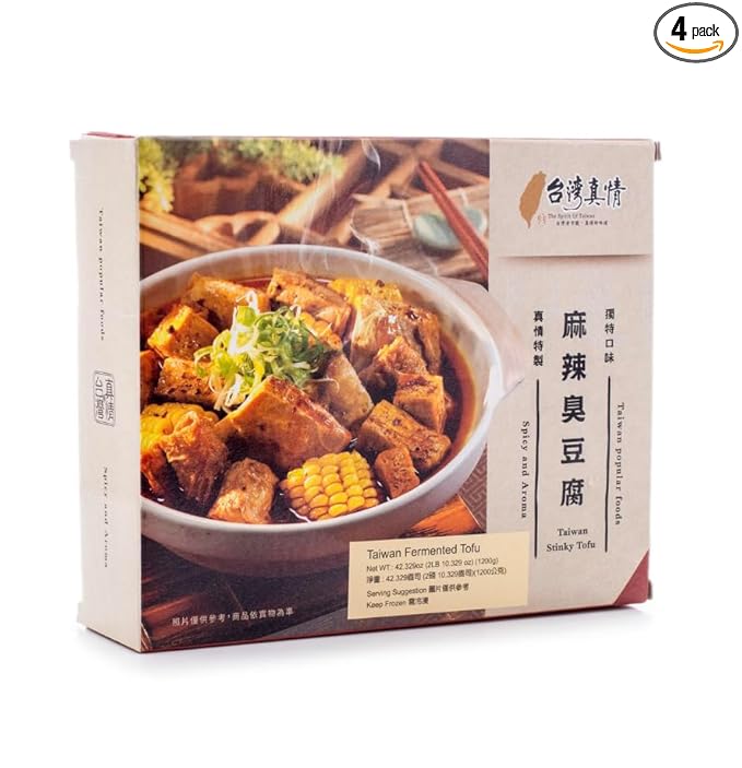 [Pack of 4] Authentic Taiwanese Spicy Mala Stinky Tofu Hotpot – Bold Mala Broth with Fermented Tofu | Frozen Ice-Packed Shipping – 麻辣臭豆腐 – 1200 g (2–3 Servings)