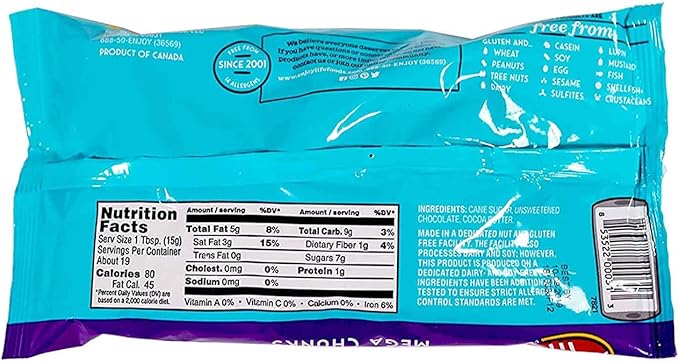 Enjoy Life Mega Chunks Gluten Free Non-GMO Semi-Sweet Chocolate -- 10 oz Each / Pack of 3