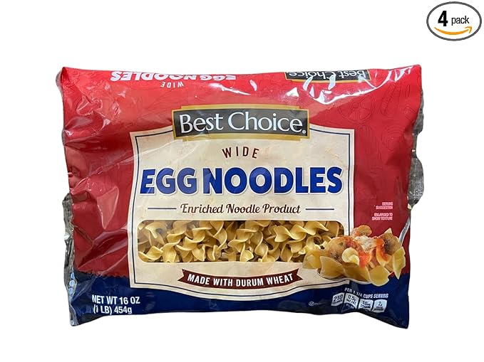 BEST CHOICE ENRICHED WIDE EGG NOODLES MADE WITH DURAM WHEAT (PACK OF 4 BAGS)
