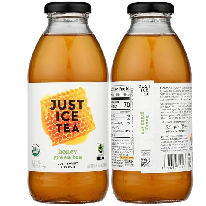 Just Ice Tea Variety Pack 10 – Assorted Iced Teas Made with Real Brewed Tea – Half Tea &amp Half Lemonade Peach Honey Green Mango White &amp Hibiscus – Refreshing Ready-to-Drink Beverages