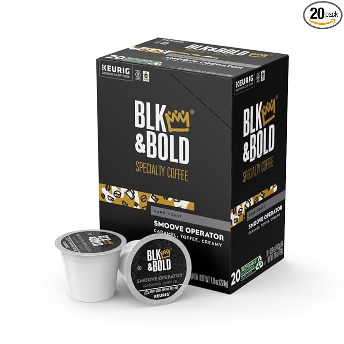 BLK &amp Bold Smoove Operator Keurig Single Serve K-Cup Pods Premium Dark Roast 100% Arabica Beans 20 Count