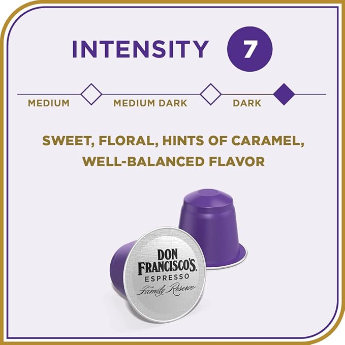 Don Francisco's Organico Espresso Pods: 80 Dark Roast Aluminum Capsules Intensity 7 Compatible with Nespresso Original Line Machines - Bold Cuban-Style coffee with Caramel Notes