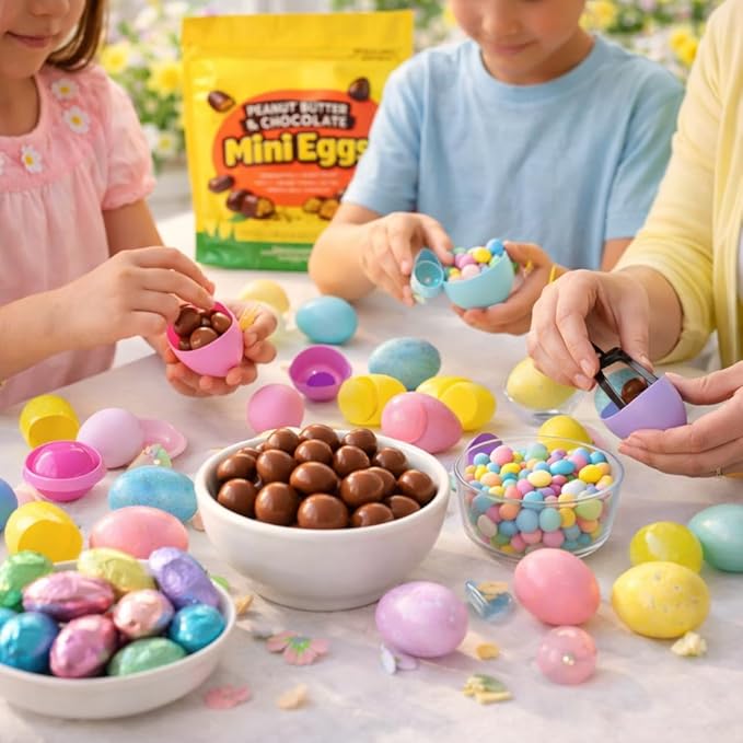 Peanut Butter Mini Eggs Easter Chocolate Candy Bag | Bite Size Egg Shaped Treat 20 oz Bag Easter Hunt Basket Stuffer Egg Filler Party Favor Gift