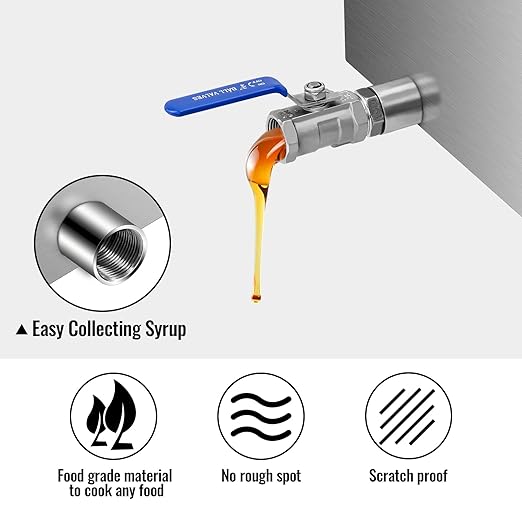 Maple Syrup Evaporator Pan Stainless Steel Maple Syrup Boiling Pan with Valve and Thermomete for Boiling Maple Syrup 24 x 24 x 9.5 Inch