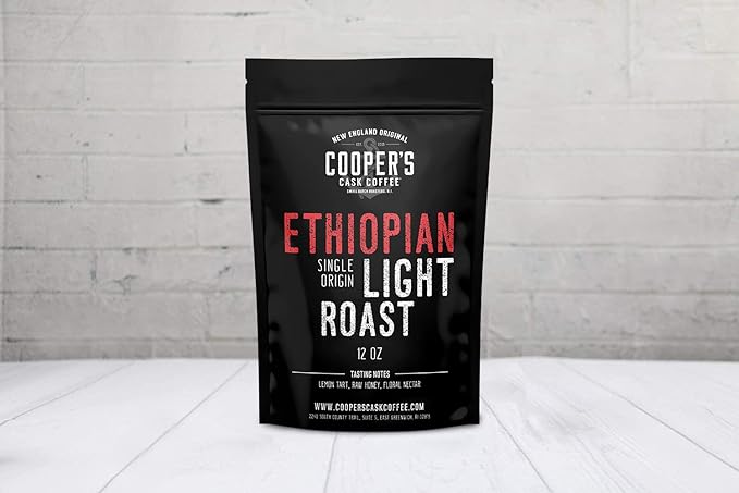 Ethiopian Bold Light Roast Grade 1 Ground Coffee Natural Dry Processed Single Origin Intense Bright Bold &amp Aromatic Coffee Gourmet Coffee - 12 oz Bag
