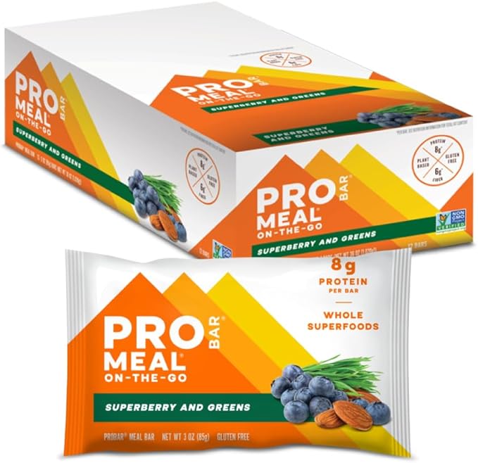 PROBAR - MEAL Bar Superberry &amp Greens Non-GMO Gluten-Free Healthy Plant-Based Whole-Food Ingredients Natural Energy (12 Count)