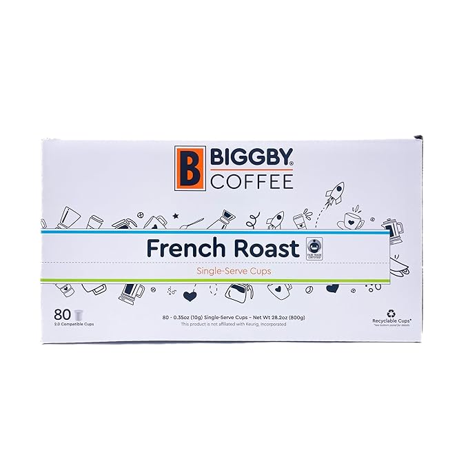 Biggby French Roast Single Serve Coffee Recyclable Plastic Cups 80 Count Box Dark Roast
