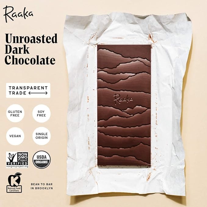 Raaka Chocolate Library Gift Box with Photo Booklet Gourmet Bean-to-Bar Dark Chocolate Organic Vegan Transparent Trade Soy Free Gluten Free Kosher Eight 1.08 oz Bars