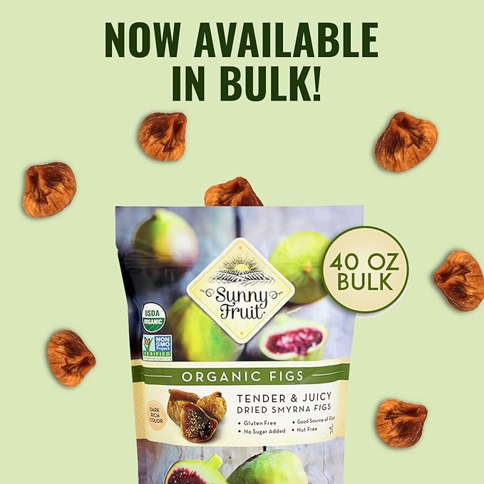 Sunny's Fruit Organic Turkish Dried Figs 2.5 Pound Bulk Bag | Healthy Sweet Snack | ORGANIC NON-GMO VEGAN HALAL KOSHER NO PRESERVATIVES NO SUGAR ADDED (Pack of 2)