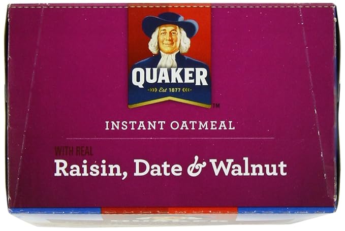 Quaker Instant Oatmeal Raisin Date &amp Walnut 1.3 Ounce Packs - 10 Count Boxes 13 ounce (Pack of 12)