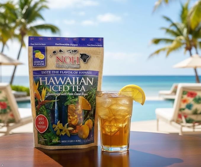 NOH Foods of Hawaii Sweet Tea Mix - 48oz (3lb) Zipper Bag | Just Add Water for Hawaii's Favorite Refreshment | Classic Luau Beverage Blend - Paradise in a Glass