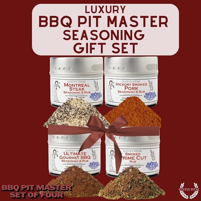 BBQ Pit Master Collection | 4 Gourmet Seasonings &amp Spice Rubs | All Natural Mon GMO | Hand Crafted in Small Batches | Made in USA | Sustainably Sourced Ultra Premium Spices | GLP-1 Friendly | Ma