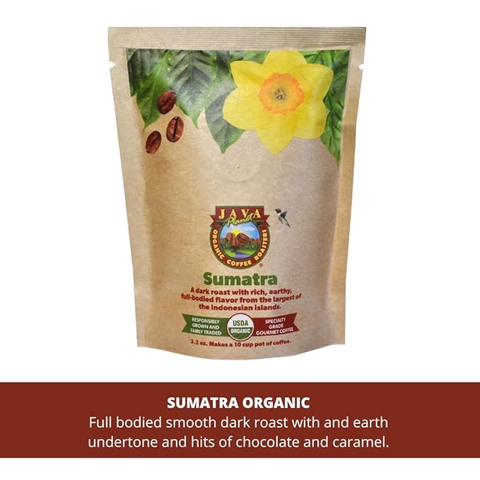 Java Planet Coffee Gift Basket Sampler Set for Coffee Lovers in Linen Bag: Low Acid Organic Beans: Whole Bean Mold-Free &amp Stomach Friendly - Arabica Gourmet 1.32 LBs (19.2 oz) packaged in 6 Ba