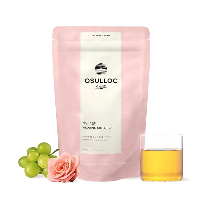 Osulloc Wedding Green Tea (Floral &amp Sweet Muscat Scent) | Sweet Fruit Tea | 20 Pyramid Tea Bags 1.41oz