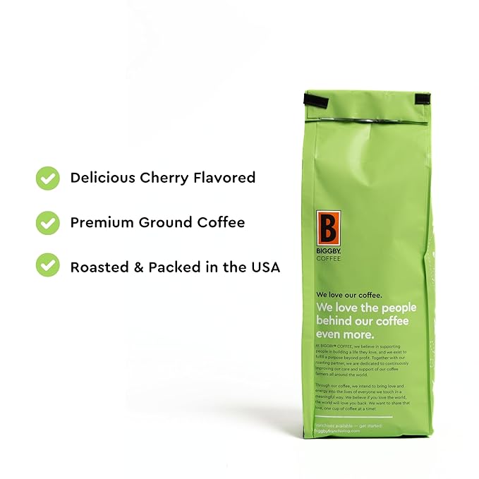 BIGGBY® Michigan Cherry Flavored Ground Coffee 12oz Bag Medium Roast (Pack of 2)