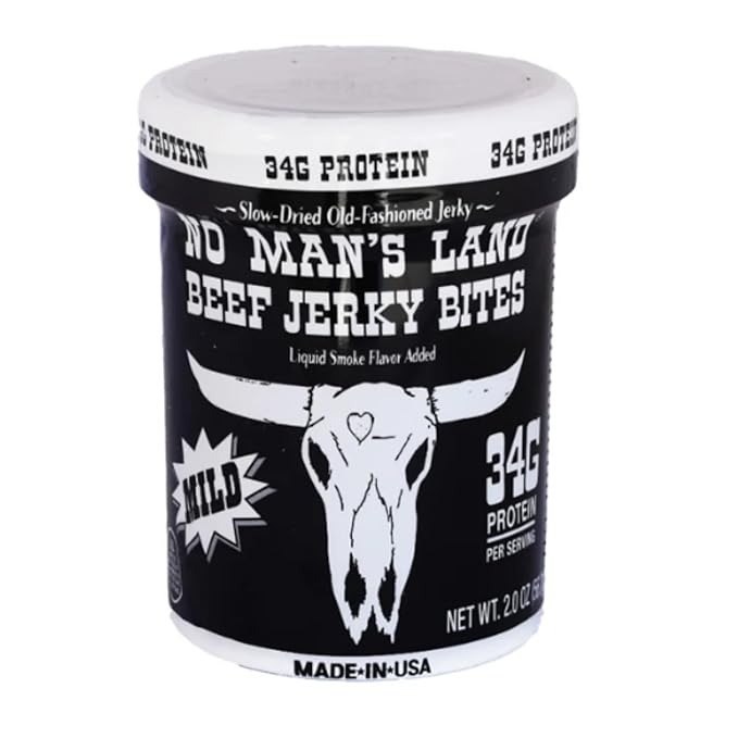 No Mans Land Beef Jerky Cups | High Protein Snack On-The-Go | 6 x 2oz Cups (6 Pack - 2oz Mild)