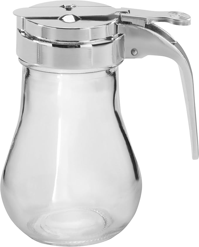 New Star Foodservice 22469 Syrup Dispenser with Chrome Plated Zinc Alloy Top 6-Ounce Set of 12