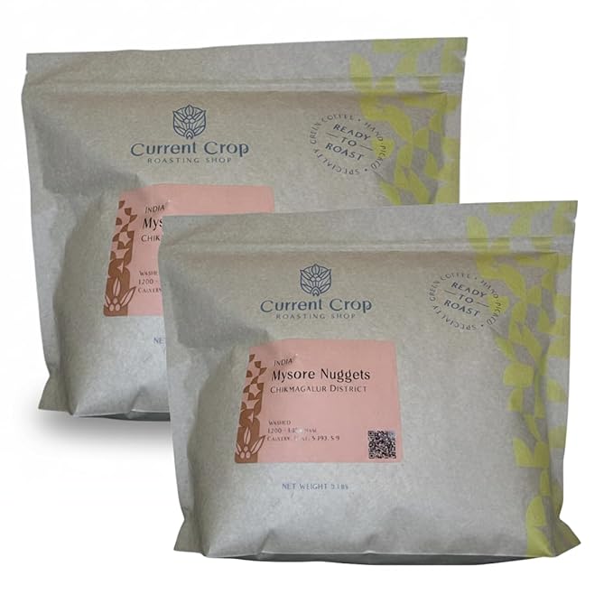 Current Crop Roasting Shop India Mysore Nuggets Green Coffee Beans – Unroasted Arabica for Home Roasting – Chikmagalur Single Origin Washed Process 10-Pound Bag