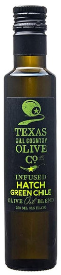 Texas Hill Country Olive Co Hatch Green Chile Infused Olive Oil - Cold Pressed Gourmet EVOO Olive Oil - Great for Dressing Dipping Marinade - No Artificial Flavors or Added Sugar - Made in Texas (8.5