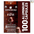 ESPRESSORO 100 USDA Organic Espresso Pods - FORTE Aluminum Capsule Compatible with Nespresso Original Lines Machines. Intensity 12 Premium Italian Expresso Coffee Capsules