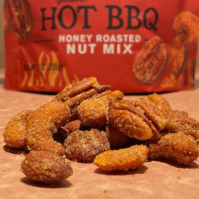Rufus Teague - BBQ Honey Roasted &amp Hot BBQ Honey Roasted Variety - 9 oz Resealable Bags - 6 Pack