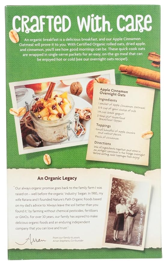 Nature's Path Apple Cinnamon Oatmeal Pouch 9x 8x1.75 Oz