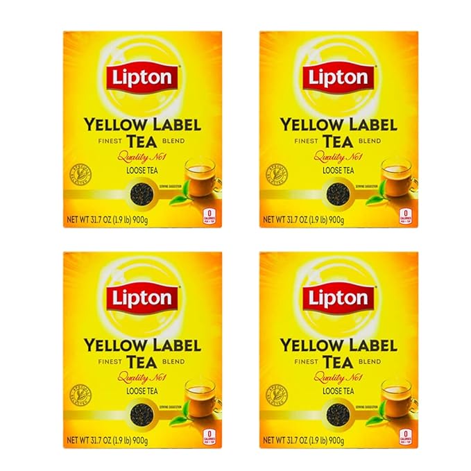 Lipton Yellow Label International Blend | Loose Tea | Premium Quality | Compatible for Milk Chai | Bold &amp Rich Flavor | Bulk Tea | 900 Grams (Pack of 4)
