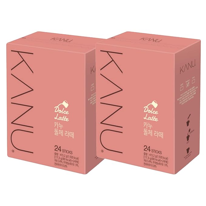 KANU Dolce Latte Instant Coffee Mix 24 Sticks × 2 Boxes (48 Total) – Smooth Milk Latte Hot or Iced Single-Serve Packets Sweet &amp Balanced