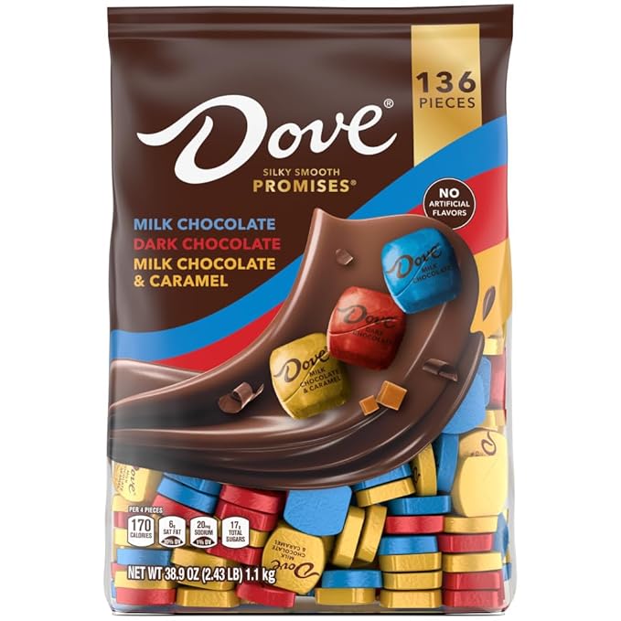 DOVE PROMISES Milk Dark and Milk &amp Caramel Assorted Chocolate Candy 136 Ct Bulk Bag