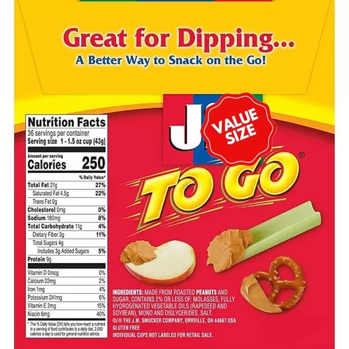 Creamy Peanut Butter Snack Cups – 36 Count Pack – Single-Serve Portions for On-The-Go Snacks – Exclusive Packaging
