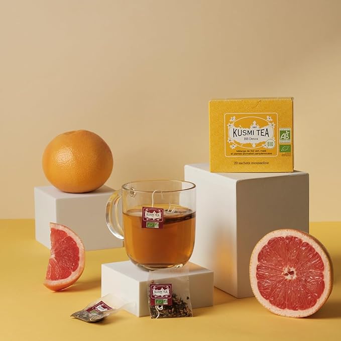 Kusmi Tea - Pack of 2 Boxes of Tea Bags - BB Detox - Iconic Detox Tea - 100% Organic - Blend of Green Tea Mate &amp Grapefruit - Organic Flavored Yerba Mate - 2x20 Tea Bags