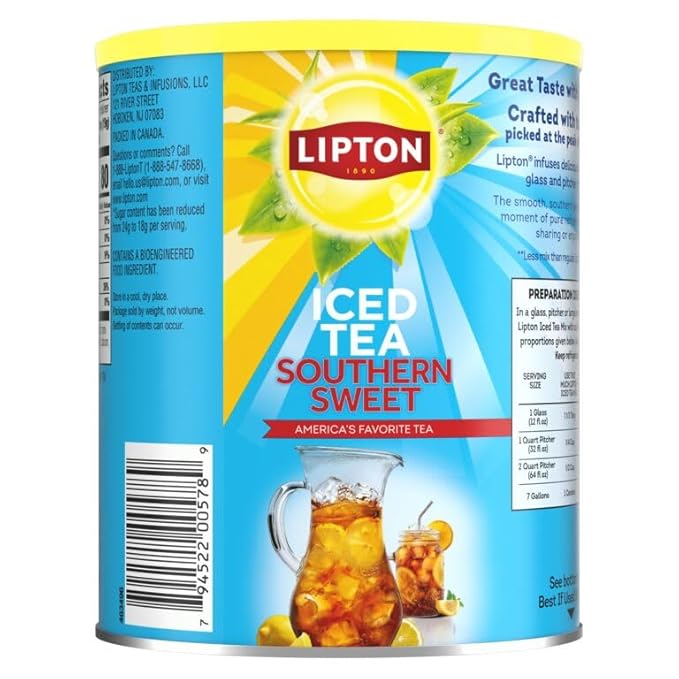 Lipton Southern Sweet Reduced Sugar Iced Tea Mix 28QT (Pack of 2)