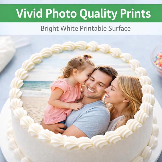 Oasis Supply Ultra Flexible Edible Icing Sheets – 12 Premium Frosting Sheets 8.5 x 11 Printable Edible Paper for Edible Ink Printers Cake Toppers Edible Images &amp Photo Cakes – Bright White Print