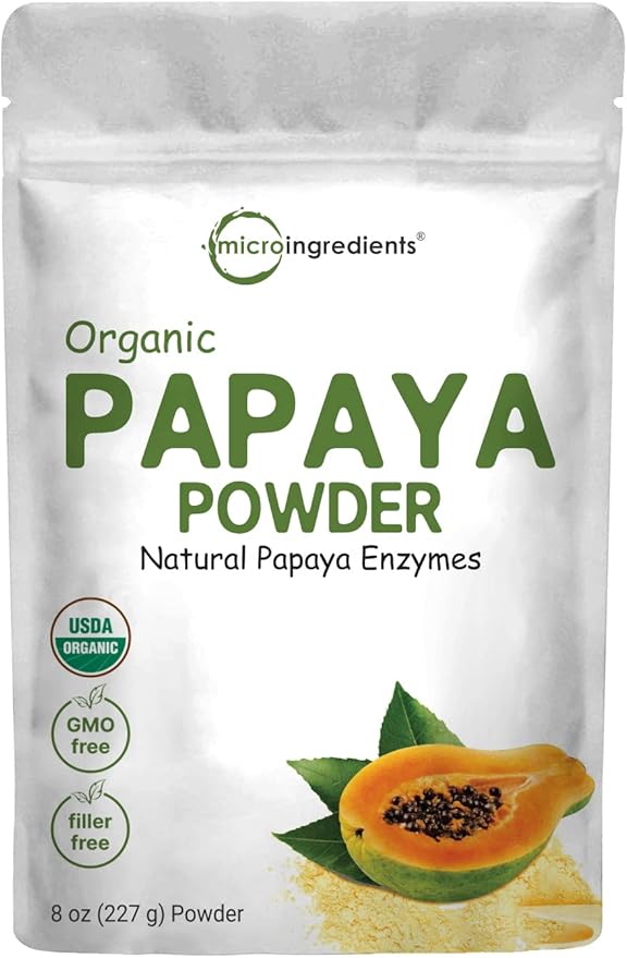 Micro Ingredients Organic Papaya Fruit Powder 8 Ounce Freeze Dried Naturally Rich in Papaya Enzyme No GMOs &amp Vegan Friendly
