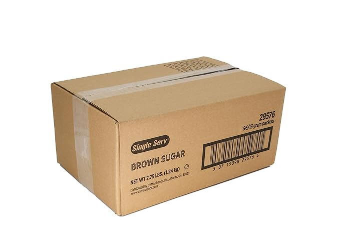 Single Serv All Natural Brown Sugar Packets - Delicious Brown Sugar Easy To Open Perfect for On-the-Go Sweetening and Baking - 13g Individual Servings. 96 Count