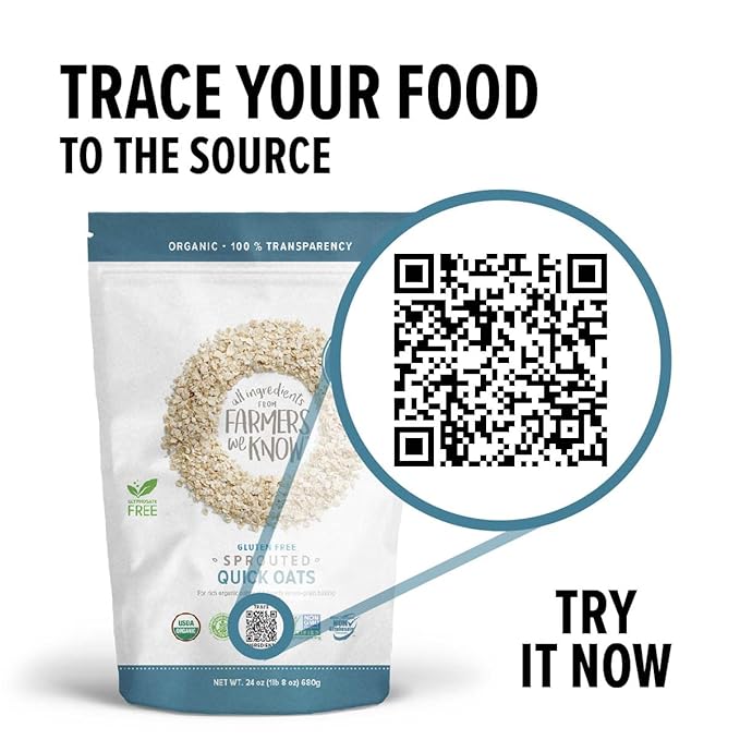 One Degree Organic Foods Sprouted Quick Oats USDA Organic Non-GMO Gluten Free Oatmeal 24 oz. 8 Pack