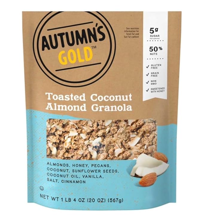 (3 Pack) ~ Autumns Gold Grain Free Toasted Coconut Almond Granola 20 Oz Gluten-Free Grain-Free Non-GMO and Paleo Certified.