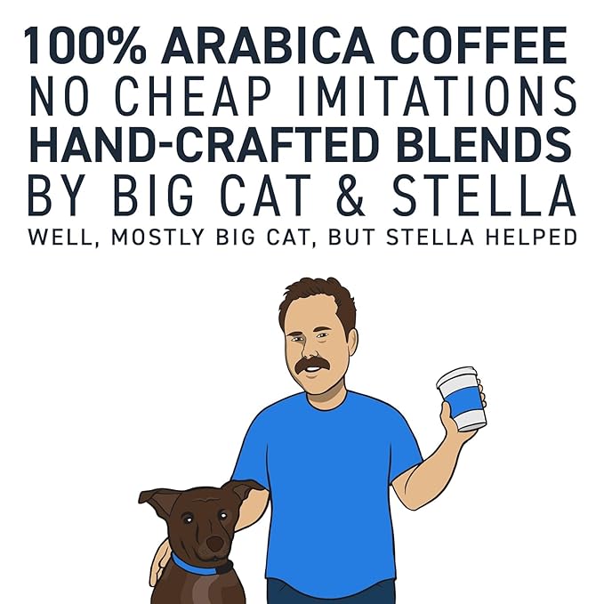 Stella Blue Whole Bean Coffee Variety Pack Big Cat Blend And Miss Peaches Blend Medium Roast Arabica Beans Caramel Citrus Fruity Notes Smooth Balanced Flavor 12 Oz Bags