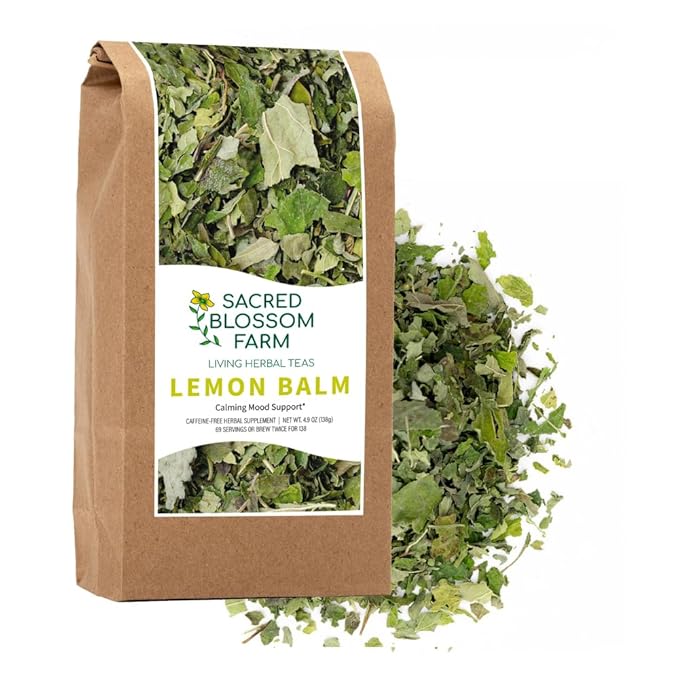 Lemon Balm Tea Organically Grown in Wisconsin | 4.9 oz | 69 Servings | Sacred Blossom Farm | Herbal Tea &amp Medicinal Herbs | Loose Leaf | Regenerative Farming | Single Source | Melissa officinalis