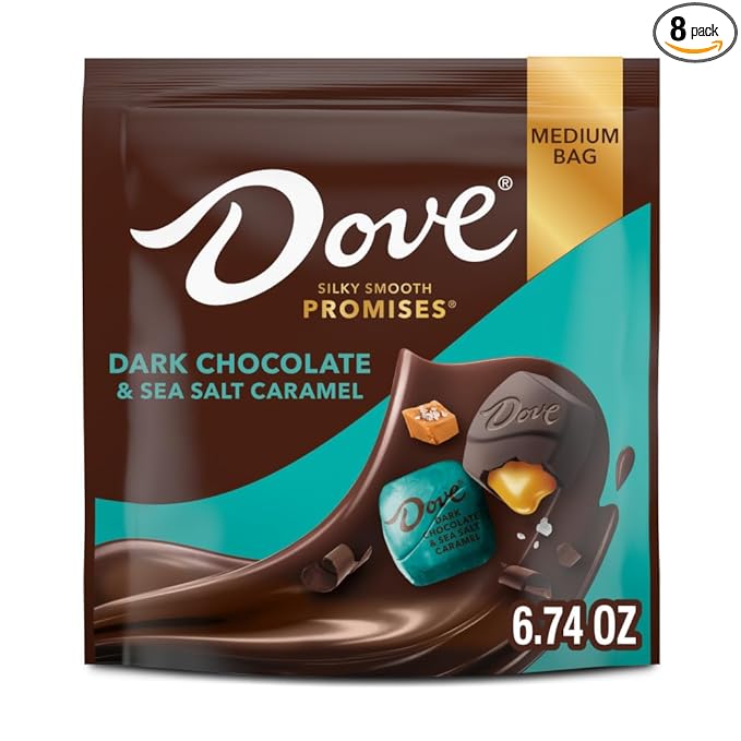 DOVE PROMISES Easter Dark Chocolate &amp Sea Salted Caramel Candy Bulk Dark Chocolate Candy filled with Caramel Sea Salt 6.74 Oz Bag (Pack of 8)
