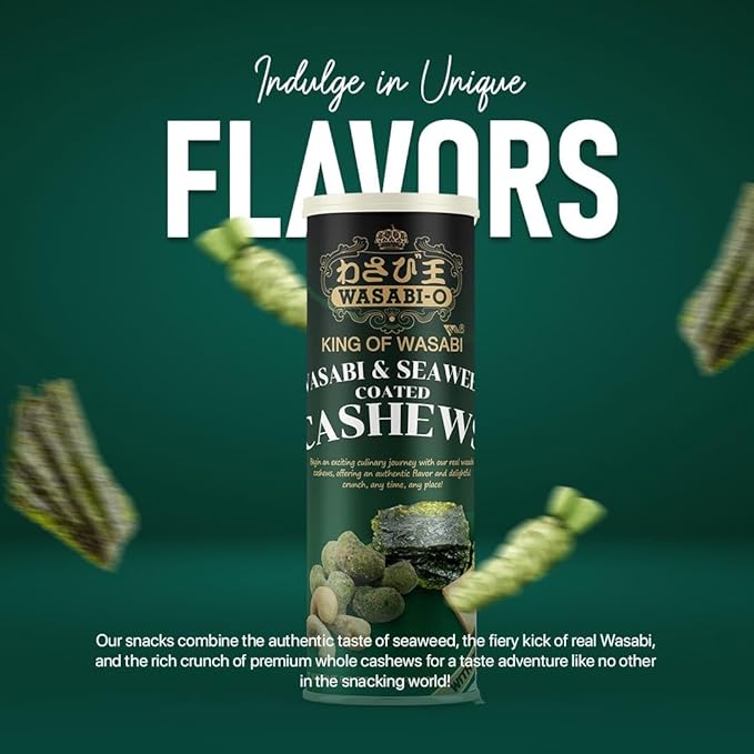 WASABI-O Cashews (6.7 Ounce (Pack of 1) Authentic Wasabi and Seaweed)
