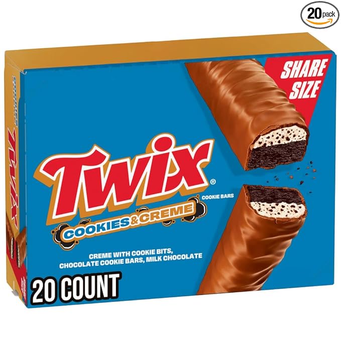 TWIX Cookies &amp Creme Chocolate Cookie Bar Candy 4 To Go Size 2.87-Ounce (Pack of 20)