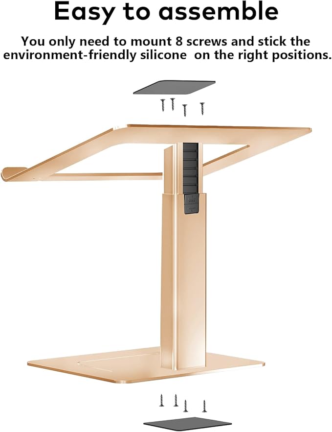 Laptop Stand for Desk Ergonomic Aluminum Laptop Stand Adjustable Height from 7-15 Sitting and Standing Laptop Riser for 10-17 Notebook