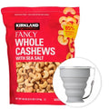 MORALZA Kirkland Signature Fancy Whole Cashews With Sea Salt 40 oz - 2.5LB Item 1390413 Bundle with MORALZA Silicone Collapsible Cup 200ml - 2 Items