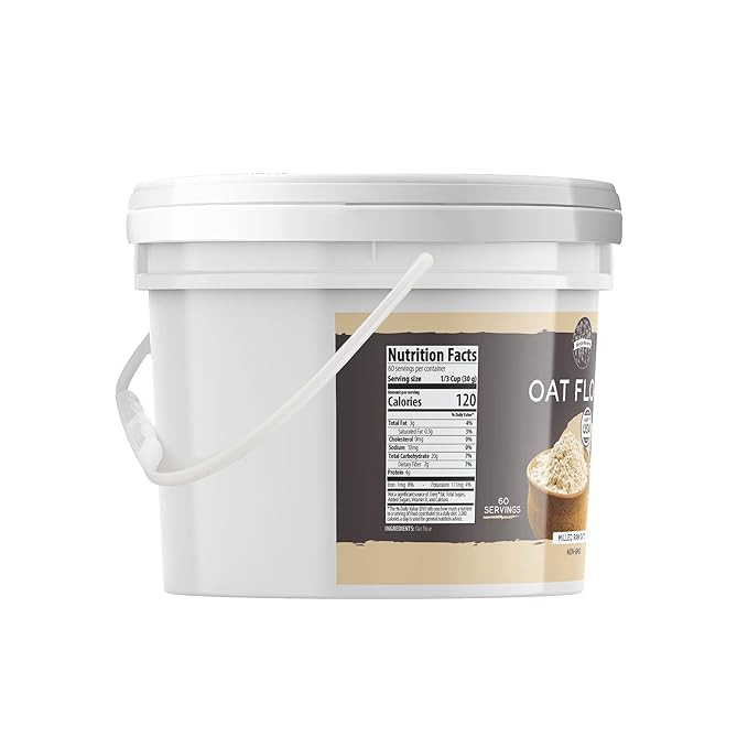 BIRCH &amp MEADOW Rolled Oats &amp Oat Flour Bundle (1 Gallon Buckets) Versatile Ingredients Oatmeal &amp Smoothies Flavorful