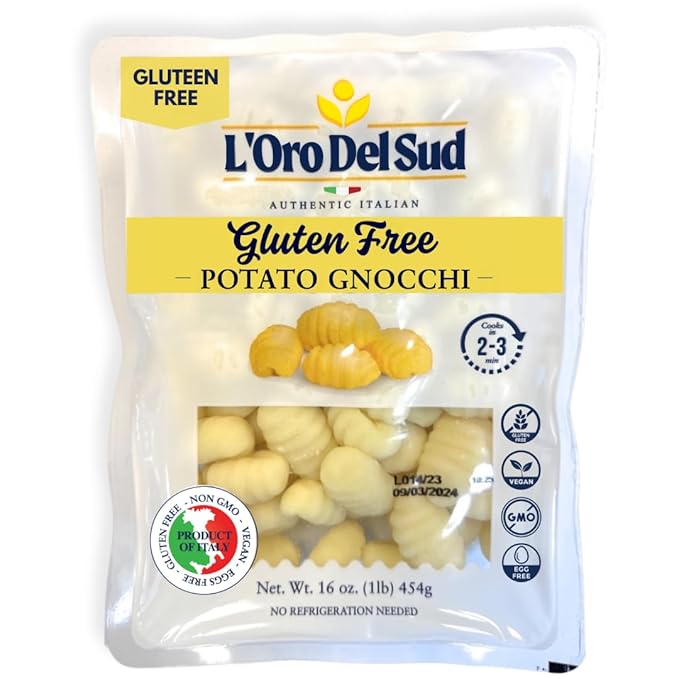 L'Oro Del Sud - Gluten Free Potato Gnocchi Cooks in 2-3 Minutes Shelf Stable Product of Italy Wheat Free Eggs Free Vegan (12 Pack x 1 lb)