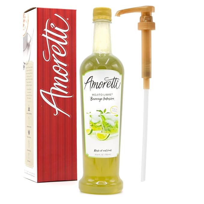 Amoretti - Mojito Libre Beverage Infusion - Drink Mix &amp Water Enhancer with Pump for Flavoring Cocktails Waters Teas and other Beverages Preservative Free