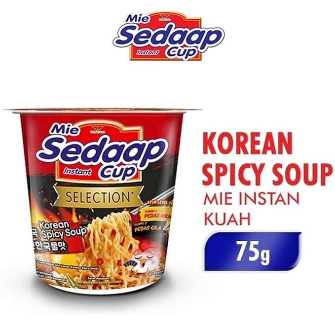 Mie Sedaap Cup Instant Noodle Korean Spicy Chicken 81 gram (Pack of 2)