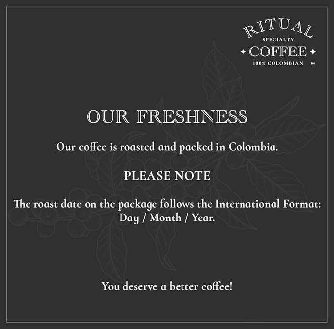 Ritual Specialty Coffee - Colombian Single Origin Whole Bean Coffee Low Acid Smooth &amp Rich SCA 84+ Score (Caramel Vanilla Cocoa) Medium Roast 12oz (340g) 100% Arabica Castillo Variety.