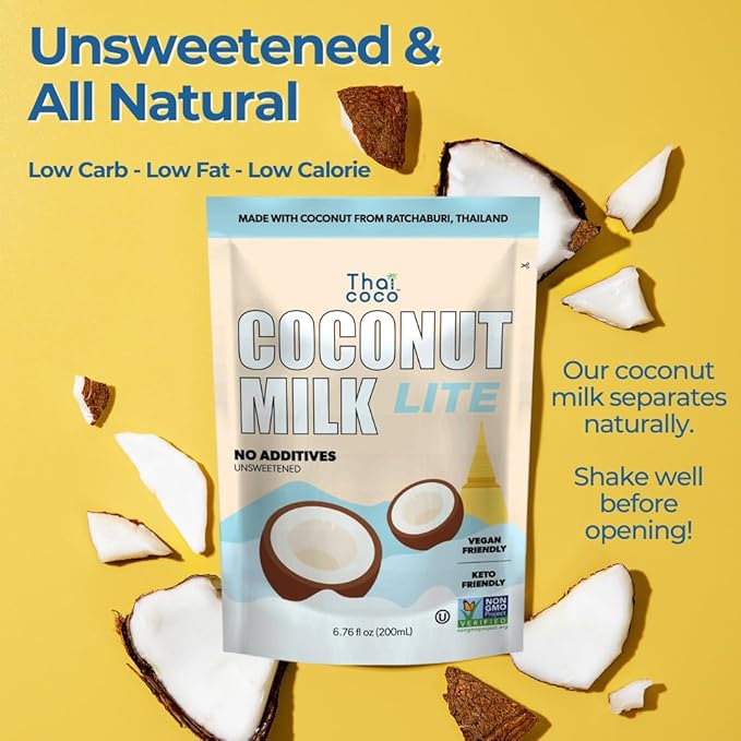 Thai Coco - Lite Coconut Milk Unsweetened - 6.76 fl. oz. 6 Pk